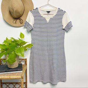 theory | teju b redding navy breton stripe textured t-shirt dress s